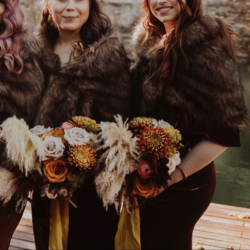 Winter Wedding Faux Fur Shawl Shrug Brown